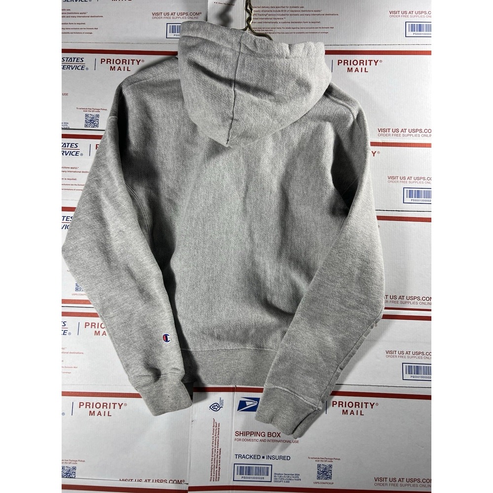 VTG Champion Reverse Weave Hoodie X-Small Gray Heavweight Fleece Sewn Logo BLANK - Picture 5 of 5